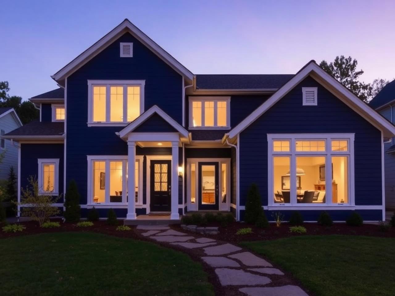 Navy Farmhouse Exterior